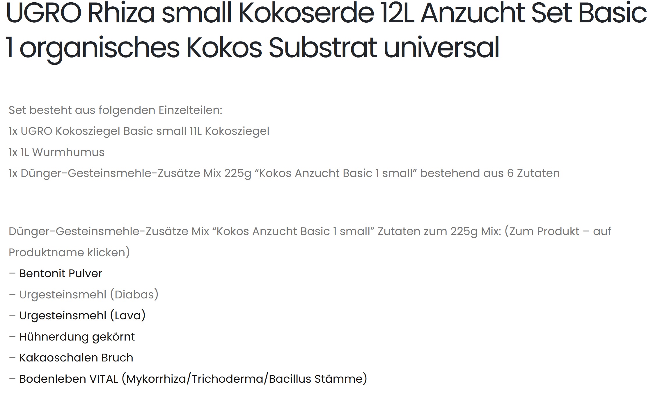 UGRO Rhiza Small Kokoserde 12L Anzucht Set Basic 1 organisches Kokos Substrat universal Produktbild