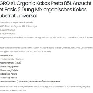 UGRO XL Organic Kokos Preta 85L Anzucht Set Basic 2 Dung Mix organisches Kokos Substrat universal Produktbild