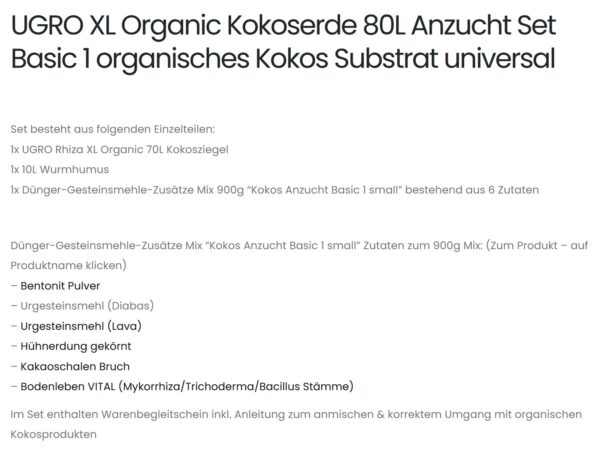 UGRO XL Organic Kokoserde 80L Anzucht Set Basic 1 organisches Kokos Substrat universal UGRO XL Organic Kokoserde 80L Anzucht Set Basic 1 organisches Kokos Substrat universal Produktbild