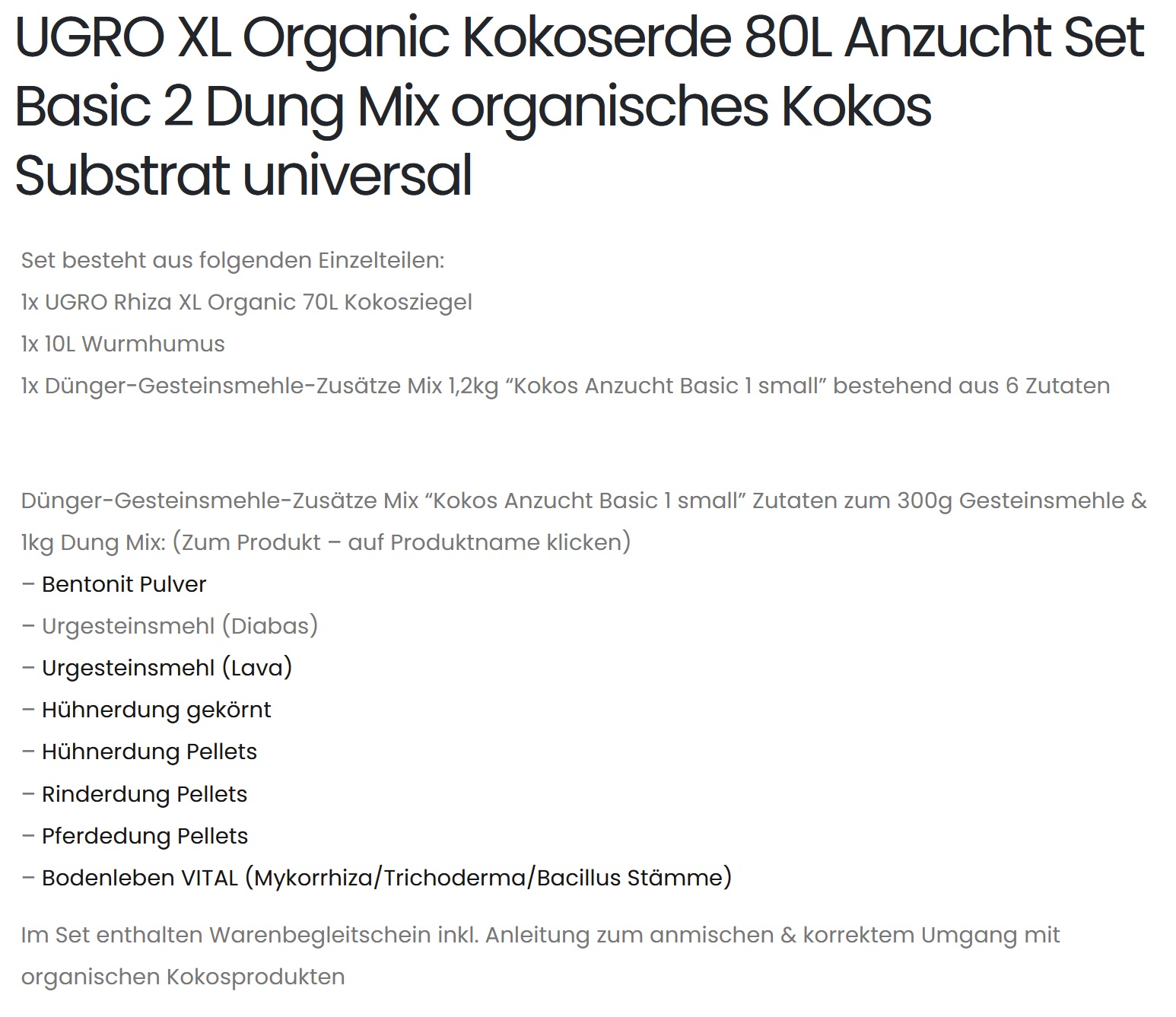 UGRO XL Organic Kokoserde 80L Anzucht Set Basic 2 Dung Mix organisches Kokos Substrat universal