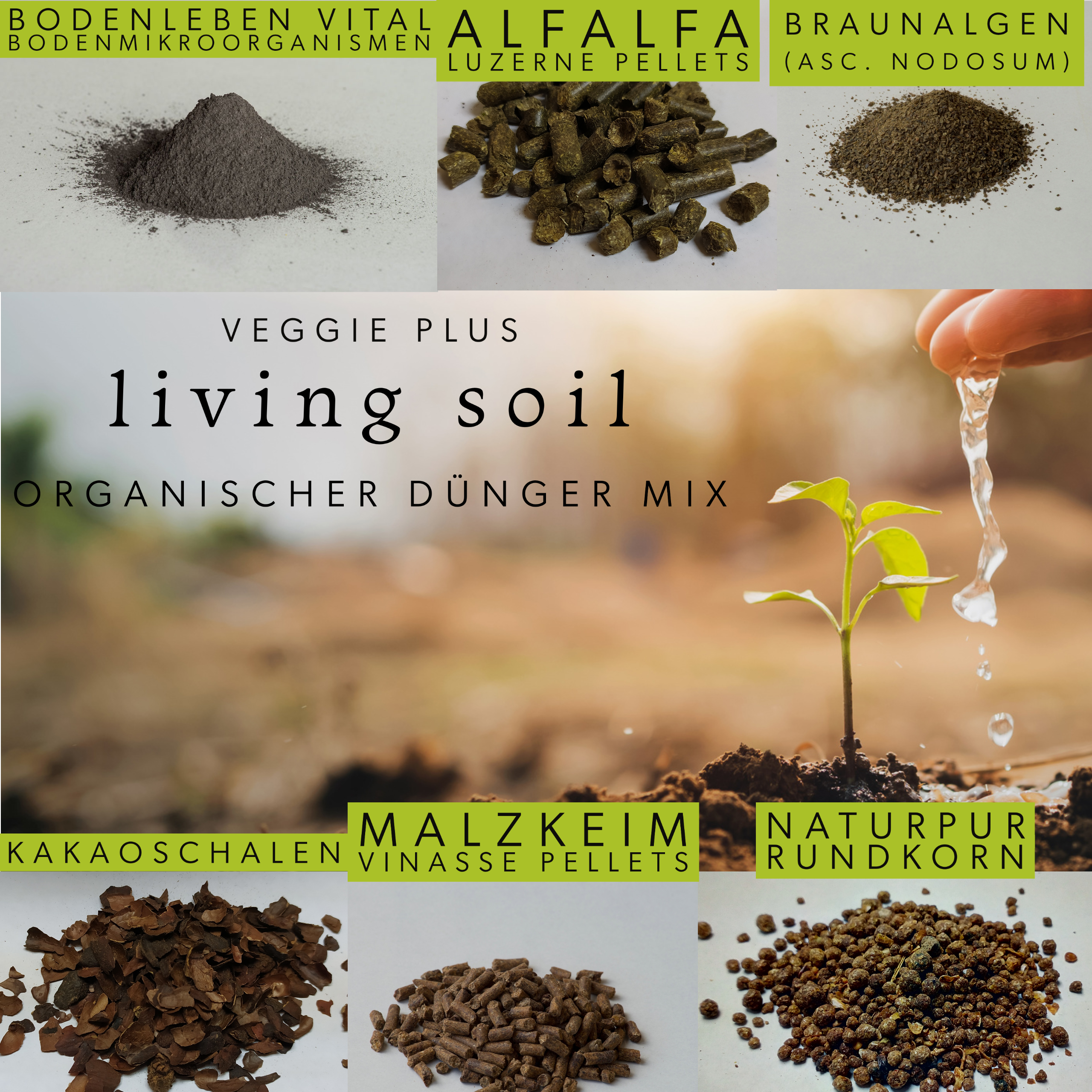 VeggiePLUS living soil Organischer Dünger Mix pflanzlich Produktbild