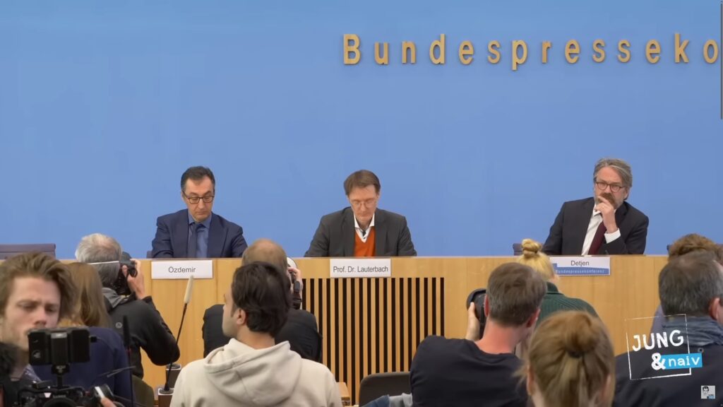 Bundespressekonferenz 12.4 Screenshot von Jung & naiv Livestream