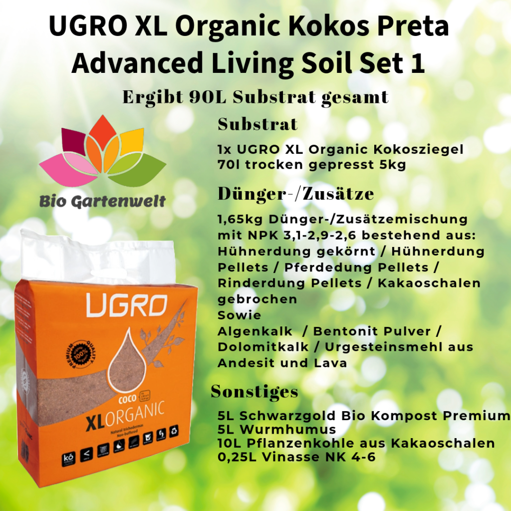 UGRO XL Organic Kokos Preta Advanced Living Soil Set 1 - Produktbild Bio Gartenwelt