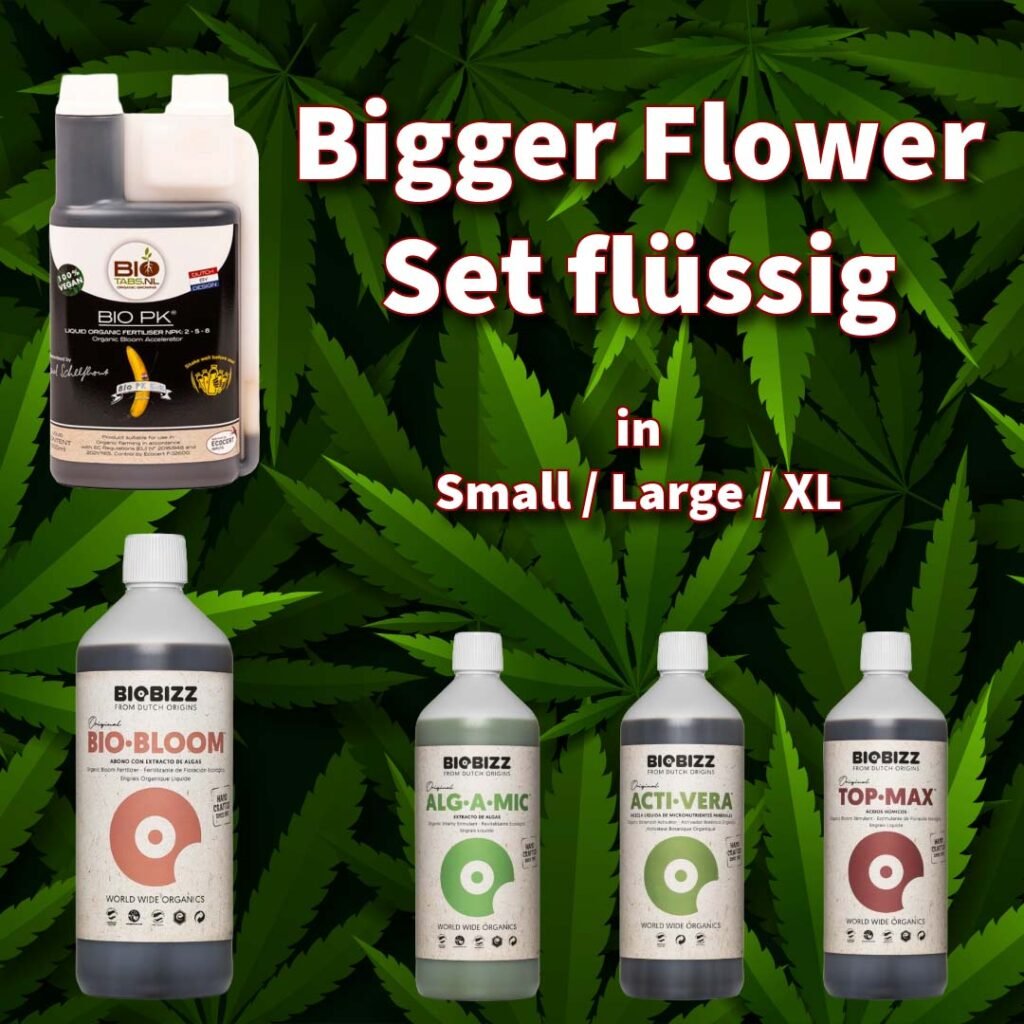 Bigger Flower Set flüssig in small, large und xl - organische Dünger und Zusätze für Blütephase